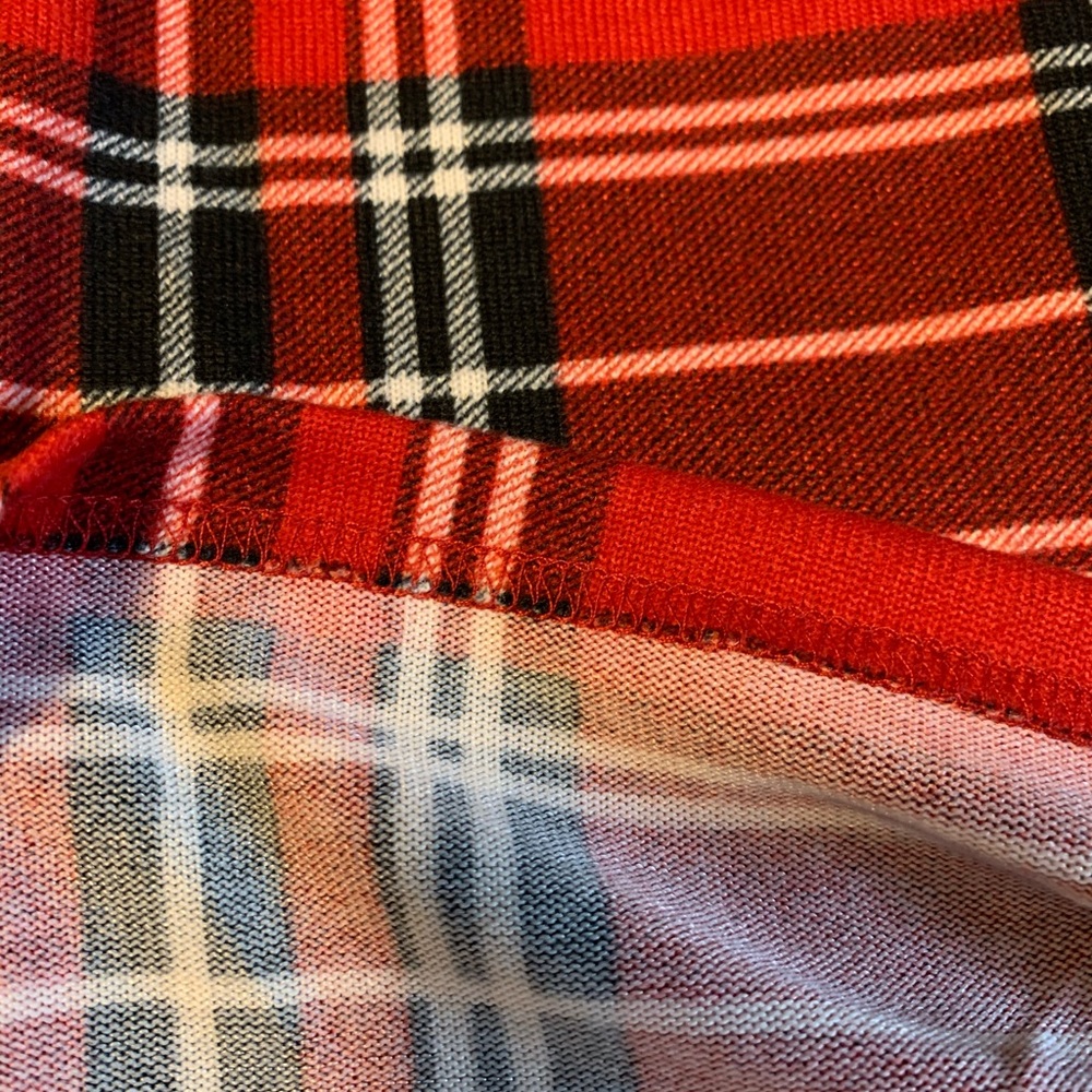 RED PREPPY TARTAN PATTERN BODYCON MINI SKIRT - Picture 4 of 9